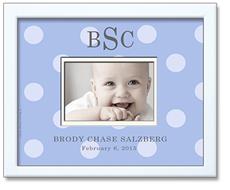 Personalized Photo Frame - Light Blue with Big Bold Dots
