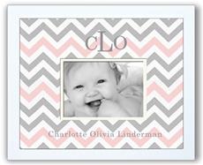Personalized Photo Frame - Chevron Pink and Grey