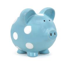 Blue Polkadot Personalized Piggy Bank