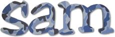 Blue Camo Jester Style Letters
