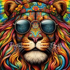 Canvas Print Hippie Lion 1