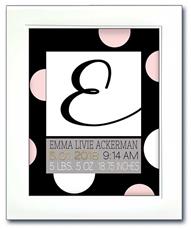 Modern Initial Birth Announcement - Giant Dots Pink