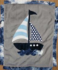 Custom Sailboat Baby Blanket in Blue and Grey
