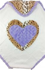 Lavender and Snow Leopard Heart Infant Hooded Towel
