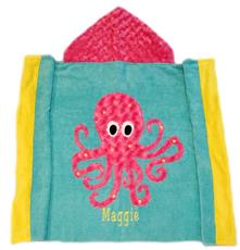 Pink Octopus Toddler Towel on Turquois