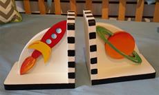 Hand Painted Bookends Outer Space