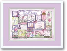 Baby Girl Patchwork Lilac Birth Announcement