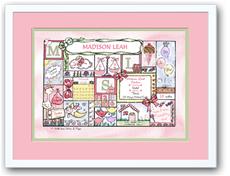 Baby Girl Patchwork Classic Pastel Birth Announcement