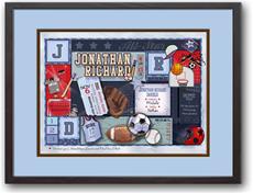 Baby Patchwork Sports Primary Birth Announcement