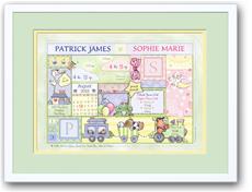 Baby Patchwork Twins Birth Announcement