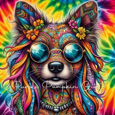 Canvas Print Hippie Dog 1