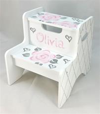 Double Step Stool - Pink Fun Flowers