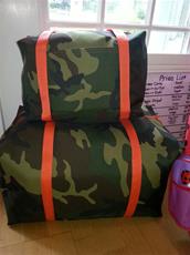 Green Camo with orange straps Travel Bags 3 sizes!