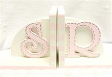 Hand Painted Bookends Initials Girl
