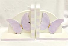 Hand Painted Bookends Butterflies Lavender