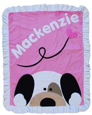 Peekaboo Puppy Blanket on Bubble Gum Pink