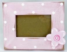 Distressed Pink Dot Frame with Flower