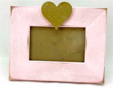 Distressed Pink Frame with Gold Heart