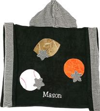 Black with Sports Toddler Hooded Towel