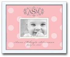Personalized Photo Frame - Pink Dots Bold Crest