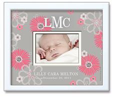 Personalized Photo Frame - Summer Flower Grey and Pink
