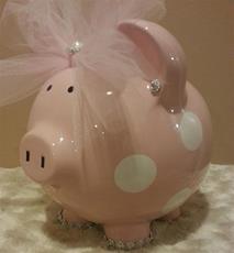 Chic Pink Polka Dot Personalized Piggy Bank