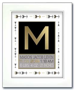 Modern Initial Birth Announcement - Gold and Black Arrows