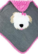 Doggie on Grey with Bubble Gum Pink Infant towel