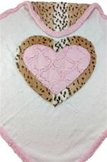 Pink Trellis and Snow Leopard Heart Infant Hooded Towel