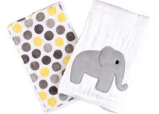 Burp Set Grey and Yellow Mod Dot and Elephant
