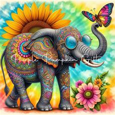 Canvas Print Hippie Elephant 1