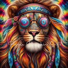 Canvas Print Hippie Lion 2