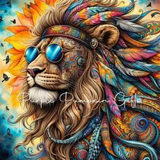 Canvas Print Hippie Lion 3