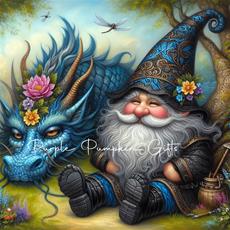 Canvas Print Gnome Dragon Love