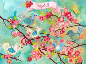 Cherry Blossom Birdies Wall Art