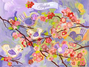 Cherry Blossom Birdies Wall Art Lavender