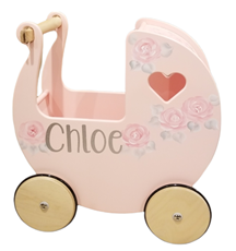 Girl's Pink Painted Doll Coach