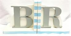Hand Painted Bookends Initials Boy