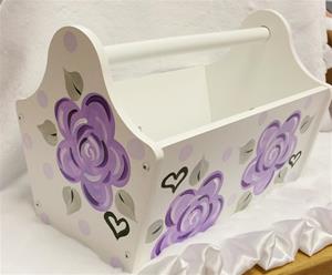 Hand Painted Personalized Caddy - Lavender Fun Flowers