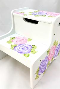 Double Step Stool with Mod Roses