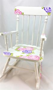 White Spindle Rocker with Mod Roses
