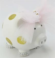 Gold Polka Dot Piggy Bank