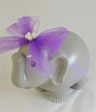 Chic Elephant Personalized Bank with Bow