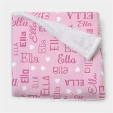 Baby Print Blanket Name Hearts Pink