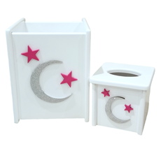 Waste Basket and Tissue Cover Moon and Stars